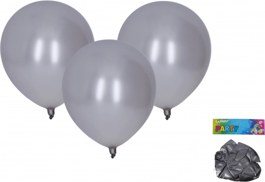 Metaliczne srebrne balony dmuchane 30 cm zestaw 10 szt.