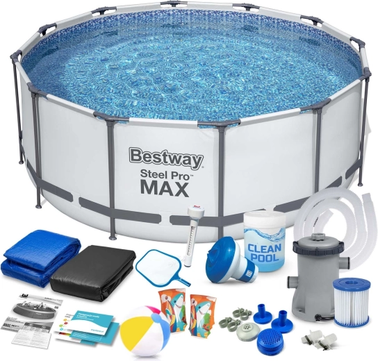 Ogrodowy basen stelażowy 427 × 84 cm zestaw 17w1 BESTWAY Steel Pro MAX