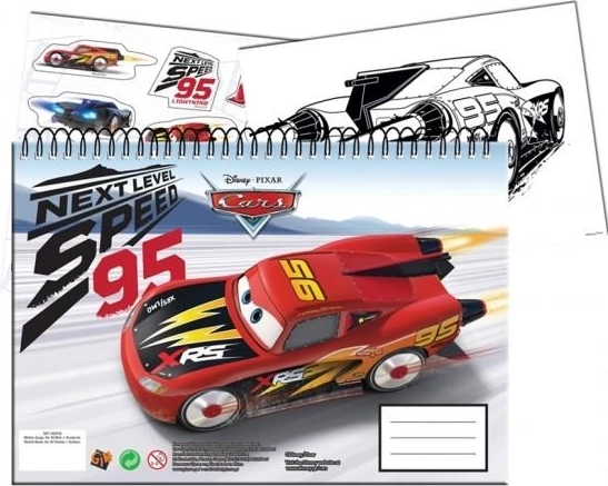 Blok spiralny z naklejkami Cars