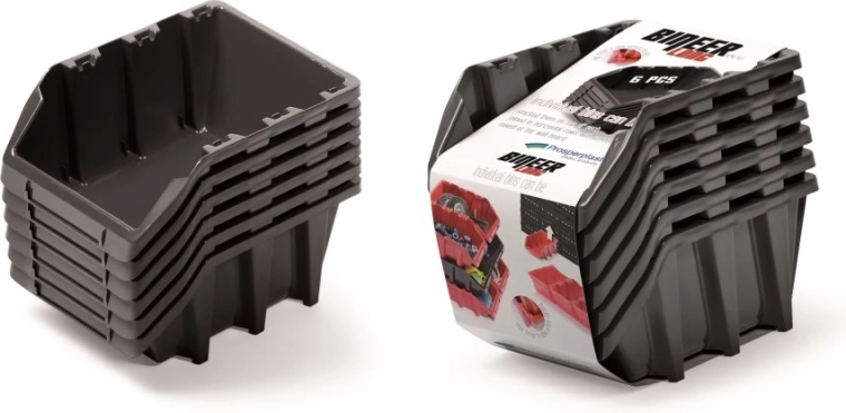 Zestaw pudełek do przechowywania BINEER Long, 6 szt., czarne