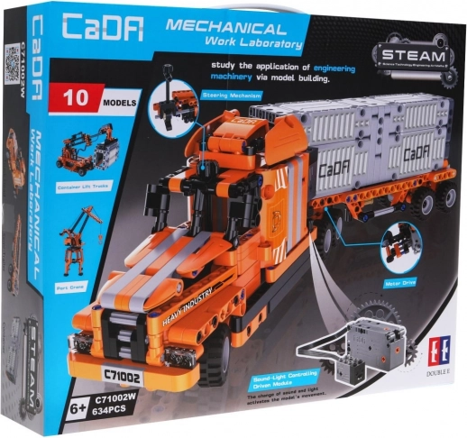 CaDA Mechanical Work Laboratory zestaw konstrukcyjny 10 w 1 – ciężarówka i maszyny budowlane 634 elementy