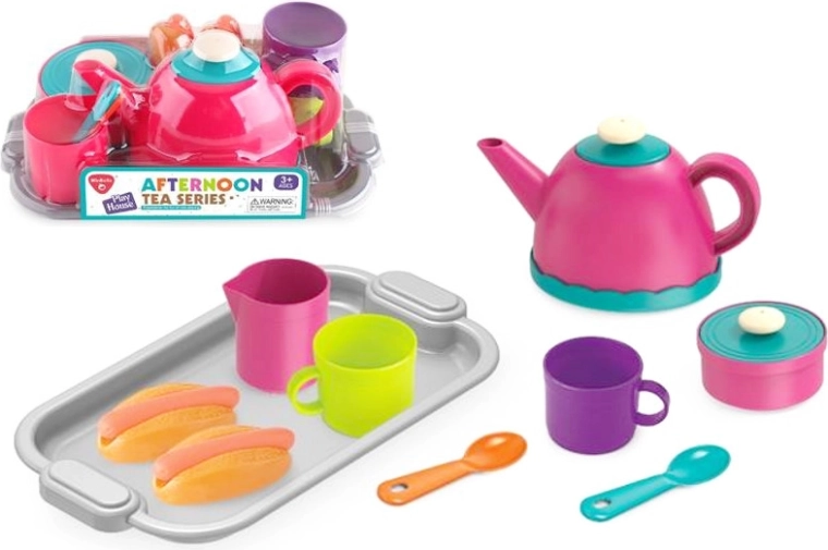 Dziecięcy zestaw do herbaty SWEDE z metalu w kwiatowy wzór