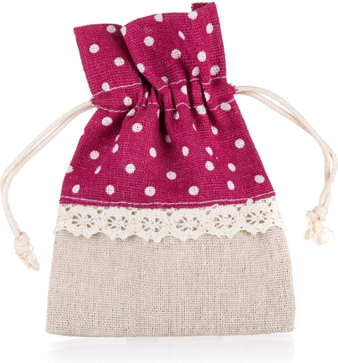 Dekoracyjny bawełniany woreczek DOTS 10 × 13 cm, czerwony