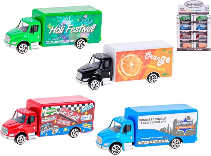 Metalowa ciężarówka 9,5 cm 1:55, swobodny bieg, 4 kolory