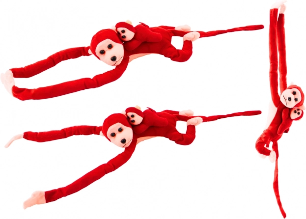 Pluszowa małpka z małymi w czerwieni 90 cm