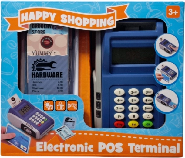Dziecięcy terminal płatniczy POS z kartą i paragonami