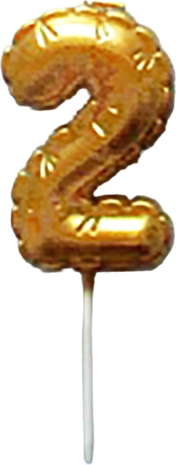 Świeczka tortowa cyferka 2 złota 6 cm