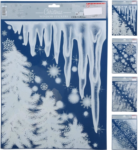 Świąteczne samoprzylepne dekoracje na okno 42 × 30 cm – mix motywów