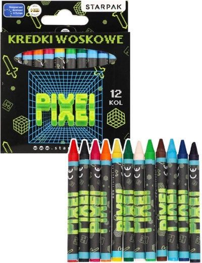Kredki woskowe Pixel – zestaw 12 kolorów