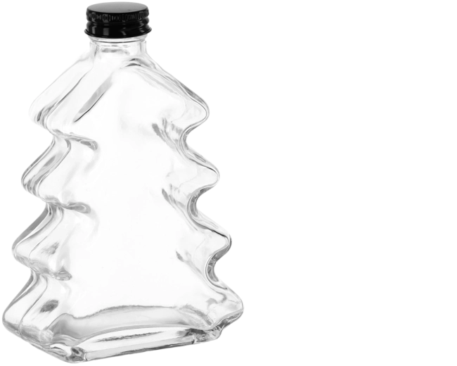 Szklana buteleczka Choinka 200 ml z metalową zakrętką 28 mm