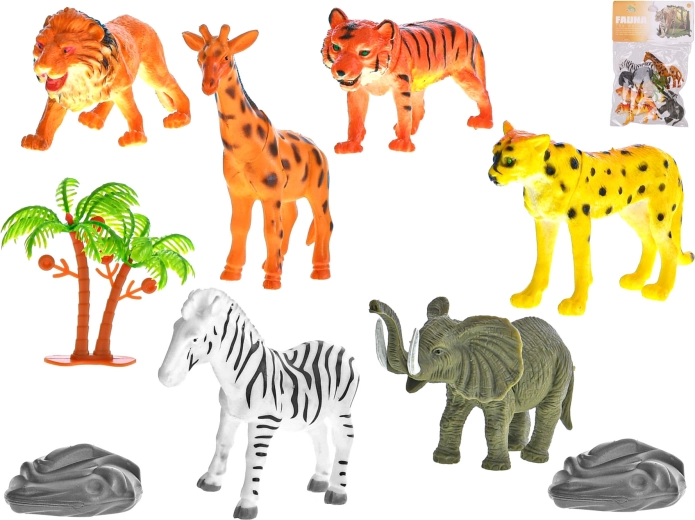 Zestaw zwierzątek safari 10 cm, 6 szt. z akcesoriami w woreczku