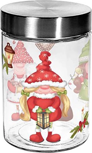 Szklany słoik na ciasteczka TORO 1100 ml z motywem elfów