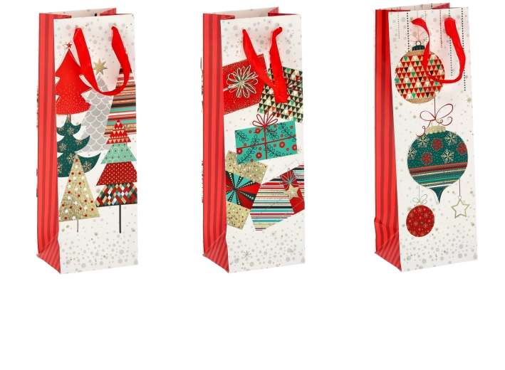 Świąteczna torebka na wino z wytrzymałego papieru