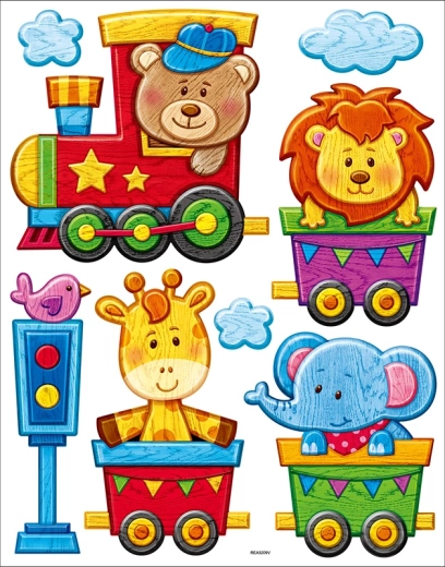 Dekoracyjne naklejki na ścianę Pociąg ze zwierzątkami