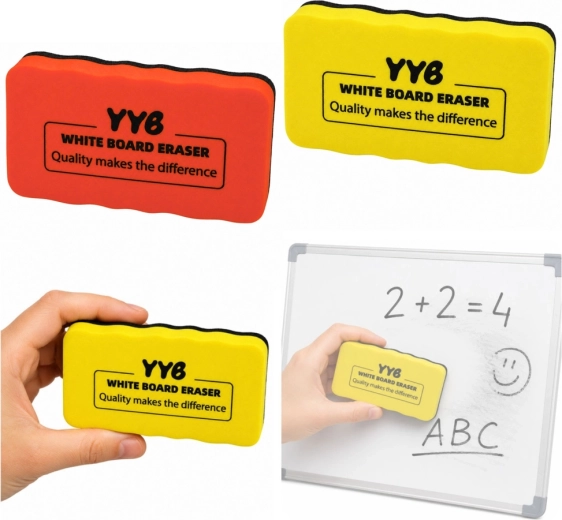 Magnetyczna gąbka do tablicy suchościeralnej z pianki i filcu żółta 10,5 cm - 1 sztuka