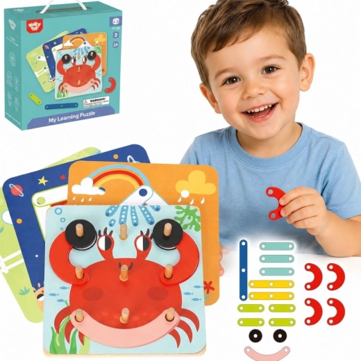 Drewniana mozaika i puzzle do nawlekania 30 elementów Tooky Toy
