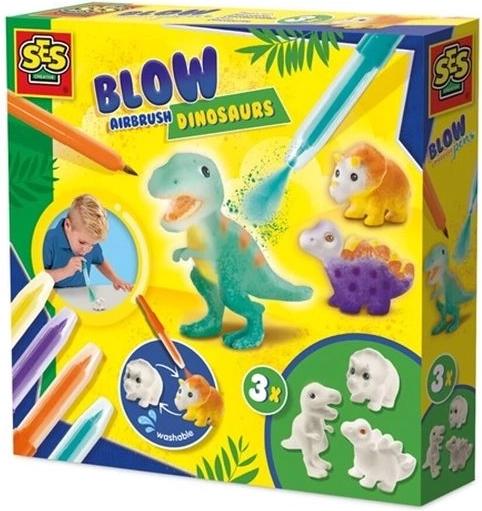 SES flamastry z efektem aerografu – dinozaury (3 figurki)