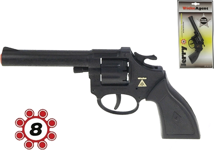 Dziecięcy pistolet kapiszonowy Jerry na ośmiostrzałowe paski kapiszonowe 19 cm