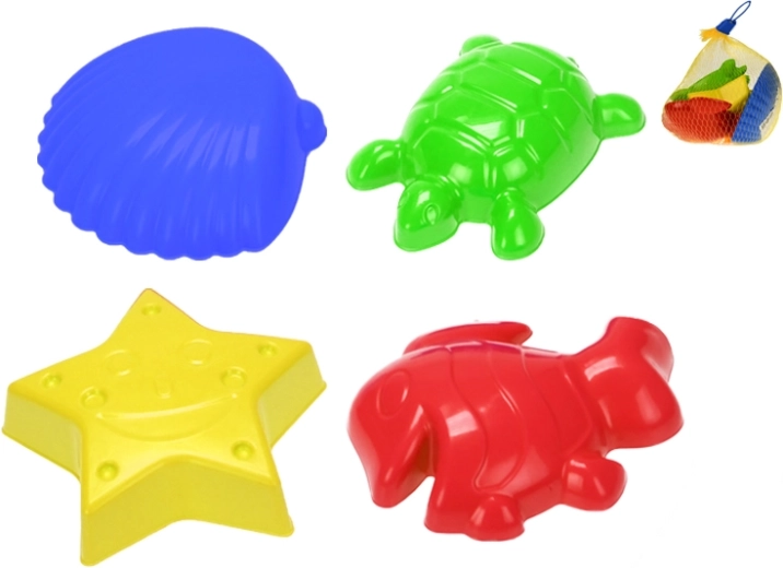 Plastowe foremki do piasku 4 szt. w siateczce (10 m+)