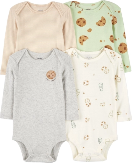 Carter's body niemowlęce z długim rękawem Milk & Cookies, 4 szt., rozm. 56