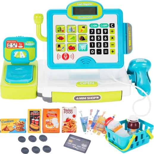 Dziecięca kasa fiskalna z panelem dotykowym i skanerem