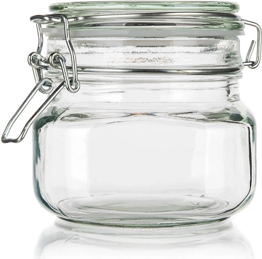 Hermetyczny szklany słoik 0,5 l z zamknięciem z klamrą EREA