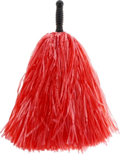 Czerwony pompon cheerleaderski z czarną rączką