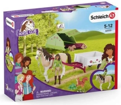 Schleich Horse Club Sarah z koniem pinto i wyposażeniem kempingowym