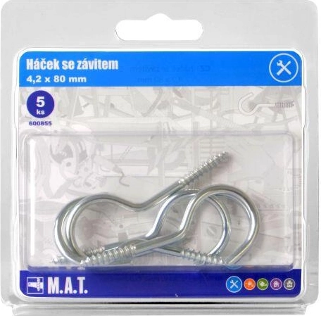 Hak z gwintem 80 × 4,2 mm, ocynk, 5 szt.