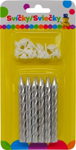 Urodzinowa świeczka jumbo, metaliczna srebrna z brokatem