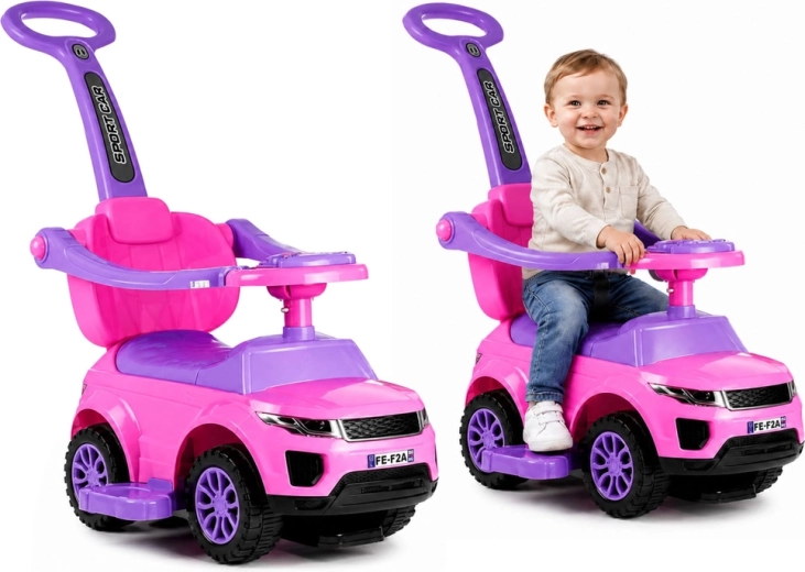 Dziecięcy jeździk z drążkiem prowadzącym Sport car – Różowy