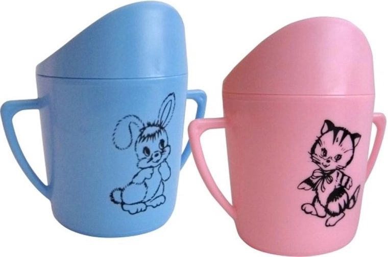 Kubek niemowlęcy z ustnikiem 250 ml – różowy z nadrukiem