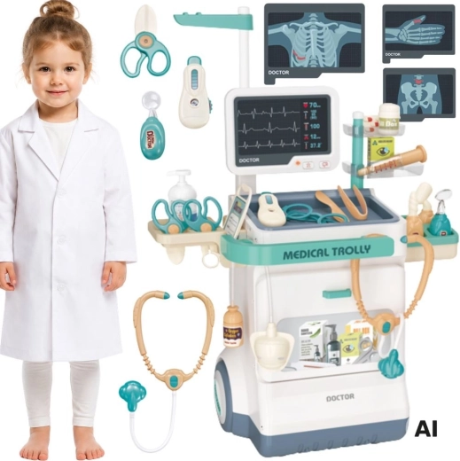 Woopie wózek lekarski mały doktor z EKG, dźwiękiem i światłem - 1 sztuka