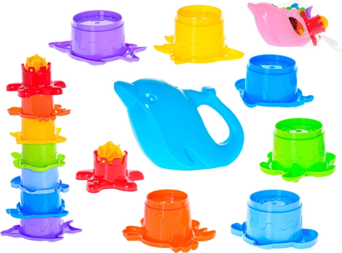 Piramidka morskie zwierzątka z konewką delfina, 7 poziomów, 28 cm