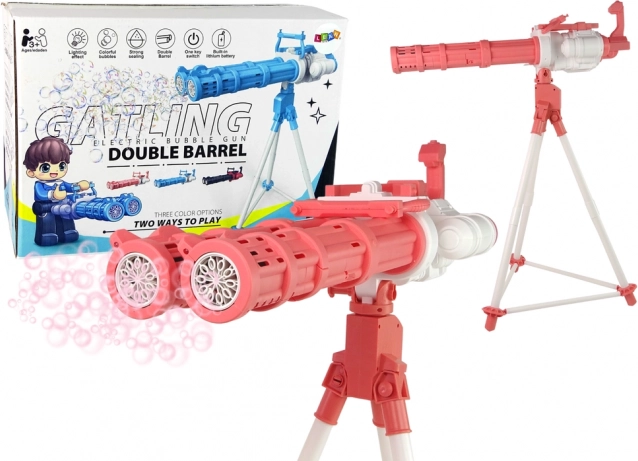 Bublifuk na statywie różowy – elektryczna wieża bąbelkowa z regulowaną wysokością