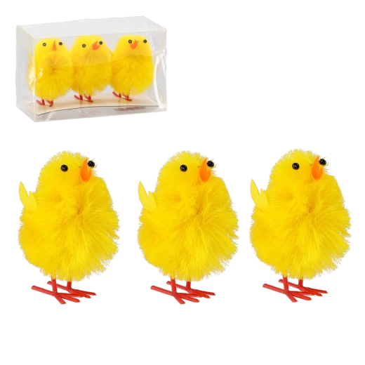 Zestaw wielkanocnych żółtych kurczaczków – dekoracja (3 szt.)