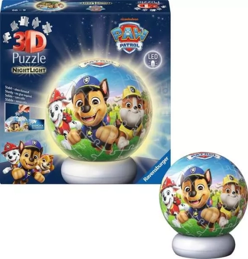 Świecące puzzle 3D PAW PATROL – edycja nocna, 72 elementy