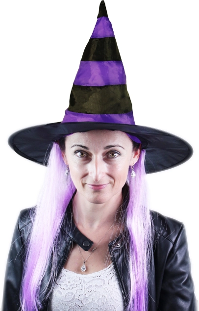 Kapelusz czarownicy z fioletowymi włosami dla dorosłych