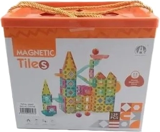 Magnetyczny zestaw konstrukcyjny toru kulkowego – zamek, 139 elementów