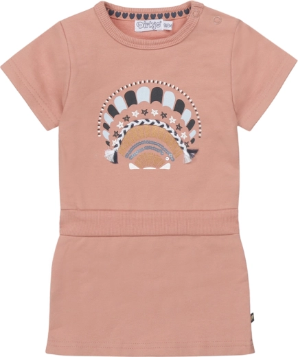 Dirkje dziewczęca sukienka z krótkim rękawem, stary róż, rozm. 98