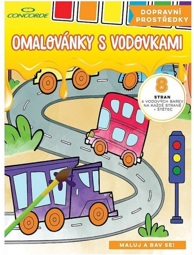 Kolorowanki z farbami akwarelowymi Concorde Środki transportu A4