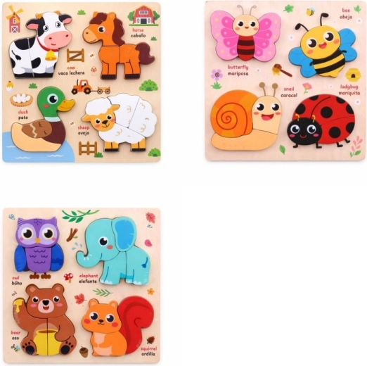 Drewniane puzzle ze zwierzątkami 18 × 18 cm