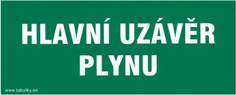 Samoprzylepna tabliczka bezpieczeństwa Główny zawór gazu 210 × 87 mm