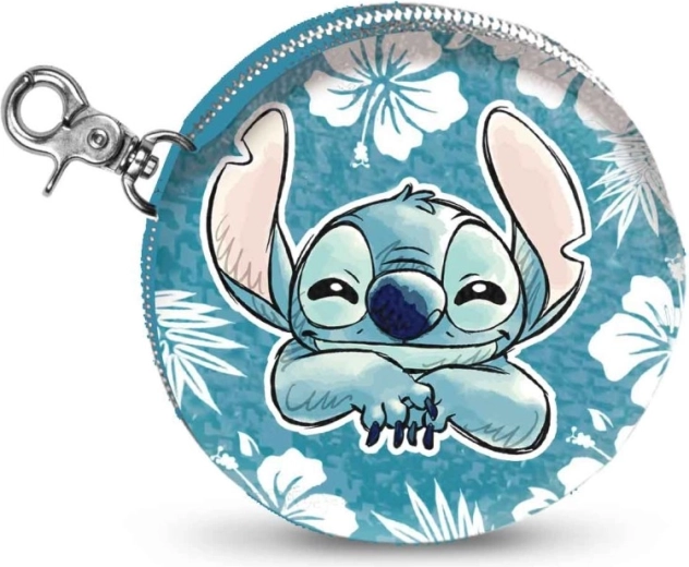 Dziecięcy okrągły portfelik Disney Stitch na zamek z karabińczykiem - 1 szt.
