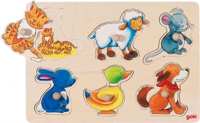 Drewniana układanka mama i młode