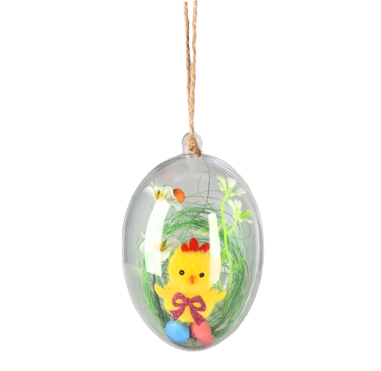 Wielkanocna zawieszka kurczątko w przezroczystej kuli, zestaw 12 szt.