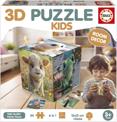 Educa 3D puzzle kostka ze zwierzątkami 54 elementy