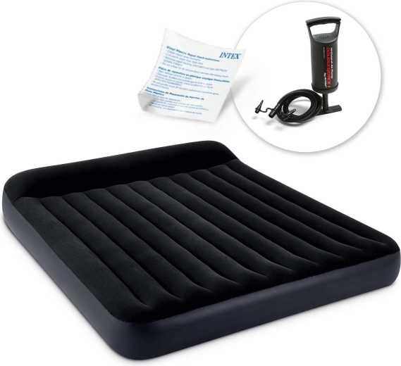 Dmuchany materac dwuosobowy z ręczną pompką 203 × 183 × 25 cm INTEX
