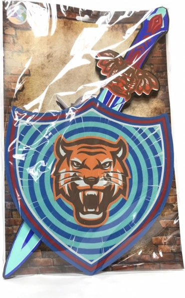 Piankowy miecz i tarcza z motywem tygrysa