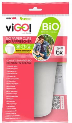 Bio papierowe kubki 400 ml VIGO, 6 szt.